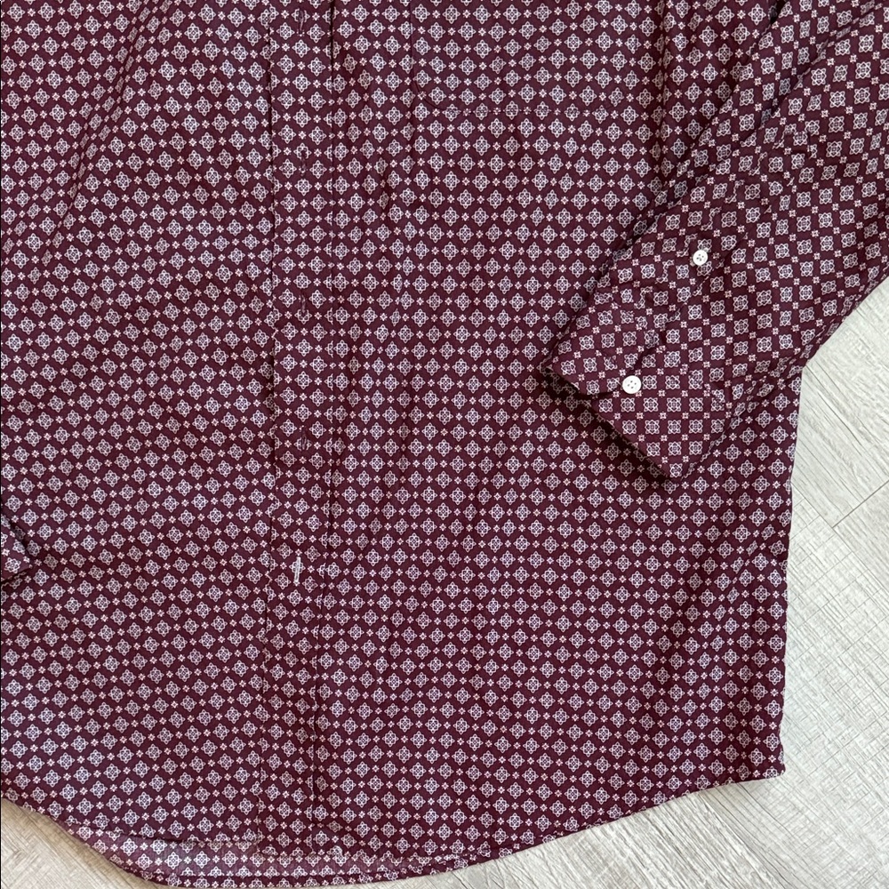 Cinch Men's Maroon Geometric Button Down Shirt - Picture 3 of 4